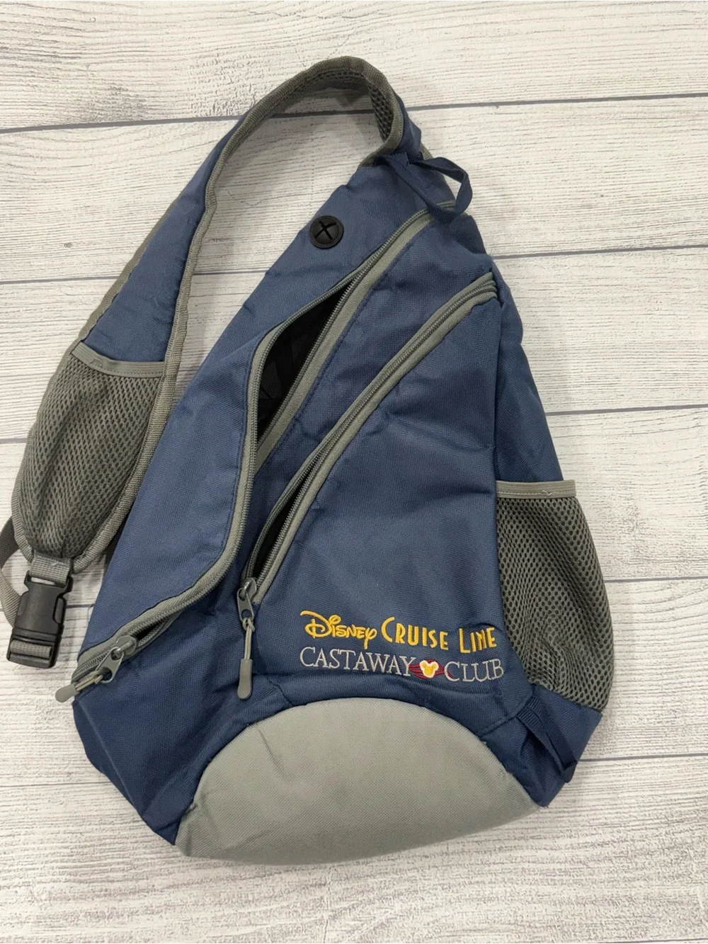 Disney Cruise Line Castaway Club Sling Backpack Blue Gray Travel Bag